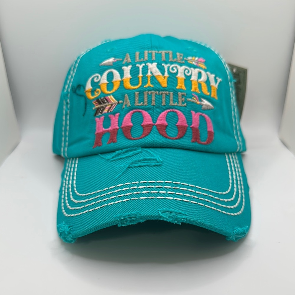 Teal Country Hood Women's Vintage Style Distressed Ball Cap
